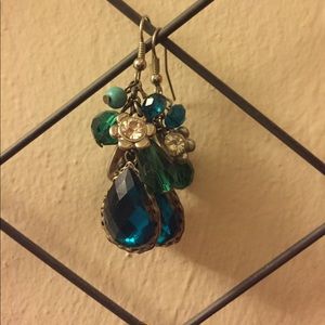 Blue-green dangly stone earrings